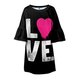 Детское платье 3D с принтом Love в Петрозаводске, 100% полиэстер | прямой силуэт, чуть расширенный к низу. Круглая горловина, на рукавах — воланы | amour | faith | happy | heart | hope | love | амур | вера | любовь | надежда | сердце | счастье