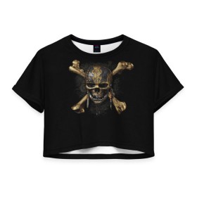 Женская футболка 3D укороченная с принтом Пираты Карибского моря 5 в Петрозаводске, 100% полиэстер | круглая горловина, длина футболки до линии талии, рукава с отворотами | мертвецы | салазар