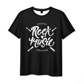 Мужская футболка 3D с принтом Rock Music в Петрозаводске, 100% полиэфир | прямой крой, круглый вырез горловины, длина до линии бедер | alternative | band | metal | music | nickelback | rock | альтернатива | барабан | гитара | инструмент | метал | музыка | найклбэк | нирвана | рок