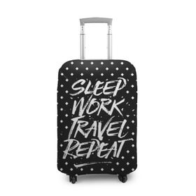 Чехол для чемодана 3D с принтом Sleep Work Travel Repeat в Петрозаводске, 86% полиэфир, 14% спандекс | двустороннее нанесение принта, прорези для ручек и колес | Тематика изображения на принте: adventure | city | country | nature | repeat | sleep | tourism | travel | work | город | повторить | поездка | приключение | природа | работа | сон | страна | туризм | турист