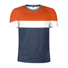 Мужская футболка 3D спортивная с принтом Триколор в Петрозаводске, 100% полиэстер с улучшенными характеристиками | приталенный силуэт, круглая горловина, широкие плечи, сужается к линии бедра | 2017 | белый | дизайн | классика | новинки | новое | оранжевый | полосы | популярное | синий | триколор