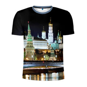 Мужская футболка 3D спортивная с принтом Москва в Петрозаводске, 100% полиэстер с улучшенными характеристиками | приталенный силуэт, круглая горловина, широкие плечи, сужается к линии бедра | город | ночь | пейзаж