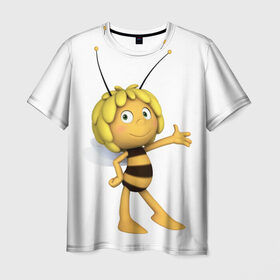 Мужская футболка 3D с принтом Пчелка Майя в Петрозаводске, 100% полиэфир | прямой крой, круглый вырез горловины, длина до линии бедер | пчелка майя