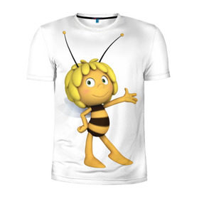 Мужская футболка 3D спортивная с принтом Пчелка Майя в Петрозаводске, 100% полиэстер с улучшенными характеристиками | приталенный силуэт, круглая горловина, широкие плечи, сужается к линии бедра | Тематика изображения на принте: пчелка майя