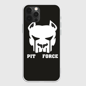 Чехол для iPhone 12 Pro с принтом Pit Force в Петрозаводске, силикон | область печати: задняя сторона чехла, без боковых панелей | pit force | белый | боец | друг человека | животные | питбуль | порода | собака | цвет | чёрный