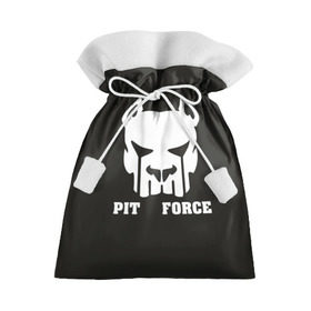 Подарочный 3D мешок с принтом Pit Force в Петрозаводске, 100% полиэстер | Размер: 29*39 см | pit force | белый | боец | друг человека | животные | питбуль | порода | собака | цвет | чёрный