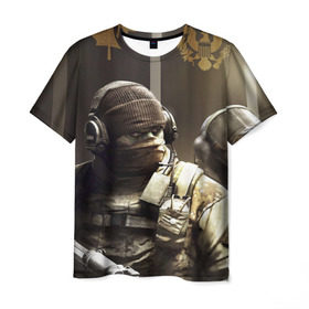 Мужская футболка 3D с принтом Tom Clancy Rainbow Six в Петрозаводске, 100% полиэфир | прямой крой, круглый вырез горловины, длина до линии бедер | clancy | rainbow | six | tom | автоматы | игры | маски | мужчины | осада | солдаты