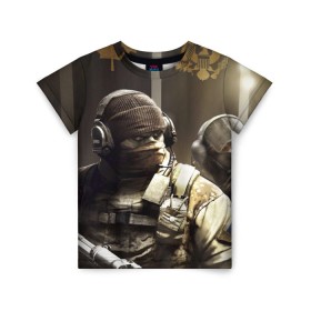 Детская футболка 3D с принтом Tom Clancy Rainbow Six в Петрозаводске, 100% гипоаллергенный полиэфир | прямой крой, круглый вырез горловины, длина до линии бедер, чуть спущенное плечо, ткань немного тянется | clancy | rainbow | six | tom | автоматы | игры | маски | мужчины | осада | солдаты
