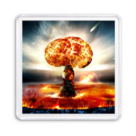 Магнит 55*55 с принтом Атомный взрыв в Петрозаводске, Пластик | Размер: 65*65 мм; Размер печати: 55*55 мм | city | earth | explosion | mushroom | night | nuclear | sky | атомный | взрыв | город | гриб | земля | небо | ночь