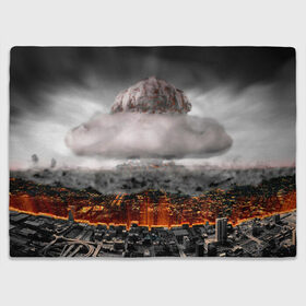 Плед 3D с принтом Атомный взрыв в Петрозаводске, 100% полиэстер | закругленные углы, все края обработаны. Ткань не мнется и не растягивается | Тематика изображения на принте: city | earth | explosion | heaven | mushroom | nuclear | атомный | взрыв | город | гриб | земля | небо
