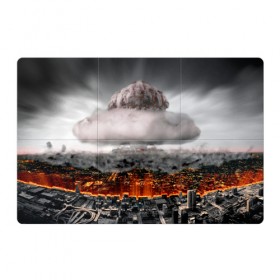 Магнитный плакат 3Х2 с принтом Атомный взрыв в Петрозаводске, Полимерный материал с магнитным слоем | 6 деталей размером 9*9 см | city | earth | explosion | heaven | mushroom | nuclear | атомный | взрыв | город | гриб | земля | небо