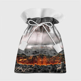 Подарочный 3D мешок с принтом Атомный взрыв в Петрозаводске, 100% полиэстер | Размер: 29*39 см | city | earth | explosion | heaven | mushroom | nuclear | атомный | взрыв | город | гриб | земля | небо
