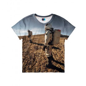 Детская футболка 3D с принтом Люди на Марсе в Петрозаводске, 100% гипоаллергенный полиэфир | прямой крой, круглый вырез горловины, длина до линии бедер, чуть спущенное плечо, ткань немного тянется | 