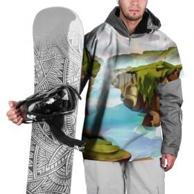 Накидка на куртку 3D с принтом Горная река в Петрозаводске, 100% полиэстер |  | Тематика изображения на принте: пейзаж | яркий