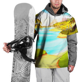 Накидка на куртку 3D с принтом Тропический остров в Петрозаводске, 100% полиэстер |  | jungle | деревья | джунгли | зелень | кусты | лес | лодки | мох | океан | пальмы | пляж | тропики | экзотика