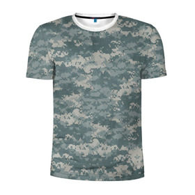 Мужская футболка 3D спортивная с принтом Камуфляж пиксельный в Петрозаводске, 100% полиэстер с улучшенными характеристиками | приталенный силуэт, круглая горловина, широкие плечи, сужается к линии бедра | армия | камуфляж | пиксель