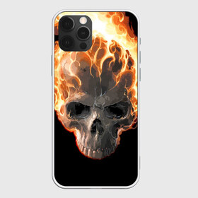 Чехол для iPhone 12 Pro Max с принтом Череп в огне в Петрозаводске, Силикон |  | background | black | death | fire | flame | skeleton | skull | огонь | пламя | скелет | фон | череп | черный