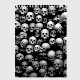 Скетчбук с принтом Черепа в Петрозаводске, 100% бумага
 | 48 листов, плотность листов — 100 г/м2, плотность картонной обложки — 250 г/м2. Листы скреплены сверху удобной пружинной спиралью | background | black | death | skeletons | skull | скелеты | фон | черепа | черный