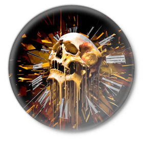 Значок с принтом Череп в Петрозаводске,  металл | круглая форма, металлическая застежка в виде булавки | background | black | clock | death | skeleton | skull | time | время | скелет | фон | часы | череп | черный