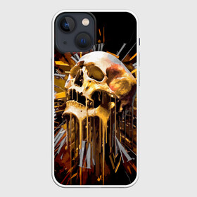 Чехол для iPhone 13 mini с принтом Череп в Петрозаводске,  |  | background | black | clock | death | skeleton | skull | time | время | скелет | фон | часы | череп | черный