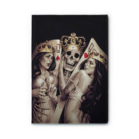 Обложка для автодокументов с принтом Скелетоны в Петрозаводске, натуральная кожа |  размер 19,9*13 см; внутри 4 больших “конверта” для документов и один маленький отдел — туда идеально встанут права | background | black | cards | color | crown | death | game | girl | hearts | king | queen | skeleton | skull | spades | tattoo | девушки | игра | карты | королевы | король | короны | масть | пики | скелет | тату | фон | черви 