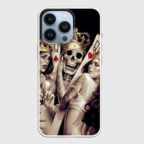 Чехол для iPhone 13 Pro с принтом Скелетоны в Петрозаводске,  |  | background | black | cards | color | crown | death | game | girl | hearts | king | queen | skeleton | skull | spades | tattoo | девушки | игра | карты | королевы | король | короны | масть | пики | скелет | тату | фон | черви 