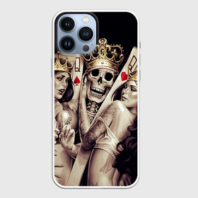 Чехол для iPhone 13 Pro Max с принтом Скелетоны в Петрозаводске,  |  | background | black | cards | color | crown | death | game | girl | hearts | king | queen | skeleton | skull | spades | tattoo | девушки | игра | карты | королевы | король | короны | масть | пики | скелет | тату | фон | черви 