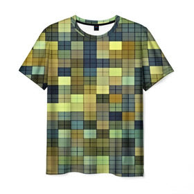 Мужская футболка 3D с принтом Клетка в Петрозаводске, 100% полиэфир | прямой крой, круглый вырез горловины, длина до линии бедер | пиксель | разноцветный | ячейки