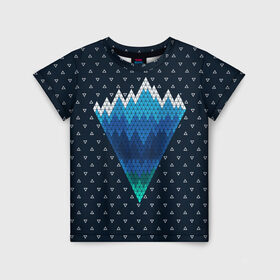 Детская футболка 3D с принтом Геометрические горы в Петрозаводске, 100% гипоаллергенный полиэфир | прямой крой, круглый вырез горловины, длина до линии бедер, чуть спущенное плечо, ткань немного тянется | geometry | mountain | геометрия