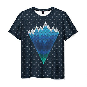 Мужская футболка 3D с принтом Геометрические горы в Петрозаводске, 100% полиэфир | прямой крой, круглый вырез горловины, длина до линии бедер | geometry | mountain | геометрия