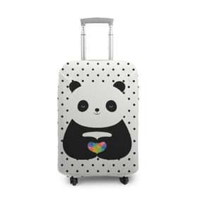 Чехол для чемодана 3D с принтом Любовь панды в Петрозаводске, 86% полиэфир, 14% спандекс | двустороннее нанесение принта, прорези для ручек и колес | animal | bear | beast | forest | heart | love | nature | panda | животное | зверь | лес | любовь | медведь | панда | природа | сердце | страсть