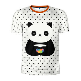 Мужская футболка 3D спортивная с принтом Любовь панды в Петрозаводске, 100% полиэстер с улучшенными характеристиками | приталенный силуэт, круглая горловина, широкие плечи, сужается к линии бедра | Тематика изображения на принте: animal | bear | beast | forest | heart | love | nature | panda | животное | зверь | лес | любовь | медведь | панда | природа | сердце | страсть