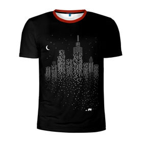Мужская футболка 3D спортивная с принтом Ночной город в Петрозаводске, 100% полиэстер с улучшенными характеристиками | приталенный силуэт, круглая горловина, широкие плечи, сужается к линии бедра | city | dark | galaxy | moon | night | planet | space | town | галактика | город | звезды | космос | луна | ночь | свет | столица | тьма