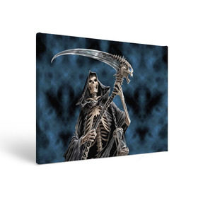 Холст прямоугольный с принтом Скелетон в Петрозаводске, 100% ПВХ |  | death | skeleton | skull | капюшон | коса | скелет | череп