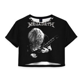 Женская футболка 3D укороченная с принтом Dave Mustaine в Петрозаводске, 100% полиэстер | круглая горловина, длина футболки до линии талии, рукава с отворотами | dave | megadeth | metal | mustaine | rattlehead | rock | thrash | vic | дейв | мастейн | мегадет | метал | рок | треш