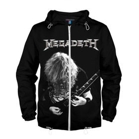 Мужская ветровка 3D с принтом Dave Mustaine в Петрозаводске, 100% полиэстер | подол и капюшон оформлены резинкой с фиксаторами, два кармана без застежек по бокам, один потайной карман на груди | dave | megadeth | metal | mustaine | rattlehead | rock | thrash | vic | дейв | мастейн | мегадет | метал | рок | треш
