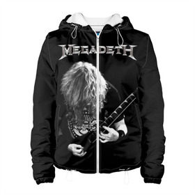 Женская куртка 3D с принтом Dave Mustaine в Петрозаводске, ткань верха — 100% полиэстер, подклад — флис | прямой крой, подол и капюшон оформлены резинкой с фиксаторами, два кармана без застежек по бокам, один большой потайной карман на груди. Карман на груди застегивается на липучку | dave | megadeth | metal | mustaine | rattlehead | rock | thrash | vic | дейв | мастейн | мегадет | метал | рок | треш