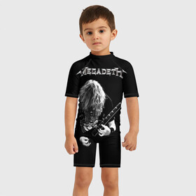 Детский купальный костюм 3D с принтом Dave Mustaine в Петрозаводске, Полиэстер 85%, Спандекс 15% | застежка на молнии на спине | dave | megadeth | metal | mustaine | rattlehead | rock | thrash | vic | дейв | мастейн | мегадет | метал | рок | треш