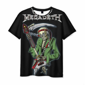 Мужская футболка 3D с принтом Megadeth в Петрозаводске, 100% полиэфир | прямой крой, круглый вырез горловины, длина до линии бедер | 