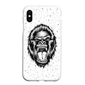 Чехол для iPhone XS Max матовый с принтом Рык гориллы в Петрозаводске, Силикон | Область печати: задняя сторона чехла, без боковых панелей | animal | beast | gorilla | head | monkey | nature | rage | roar | голова | горилла | жиивотное | зверь | обезьяна | природа | рык | ярость