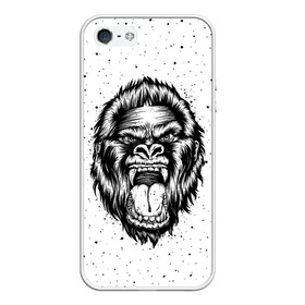 Чехол для iPhone 5/5S матовый с принтом Рык гориллы в Петрозаводске, Силикон | Область печати: задняя сторона чехла, без боковых панелей | animal | beast | gorilla | head | monkey | nature | rage | roar | голова | горилла | жиивотное | зверь | обезьяна | природа | рык | ярость