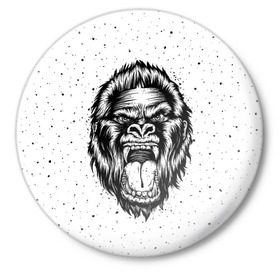 Значок с принтом Рык гориллы в Петрозаводске,  металл | круглая форма, металлическая застежка в виде булавки | Тематика изображения на принте: animal | beast | gorilla | head | monkey | nature | rage | roar | голова | горилла | жиивотное | зверь | обезьяна | природа | рык | ярость