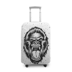 Чехол для чемодана 3D с принтом Рык гориллы в Петрозаводске, 86% полиэфир, 14% спандекс | двустороннее нанесение принта, прорези для ручек и колес | animal | beast | gorilla | head | monkey | nature | rage | roar | голова | горилла | жиивотное | зверь | обезьяна | природа | рык | ярость