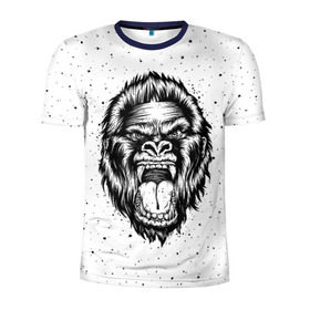 Мужская футболка 3D спортивная с принтом Рык гориллы в Петрозаводске, 100% полиэстер с улучшенными характеристиками | приталенный силуэт, круглая горловина, широкие плечи, сужается к линии бедра | animal | beast | gorilla | head | monkey | nature | rage | roar | голова | горилла | жиивотное | зверь | обезьяна | природа | рык | ярость
