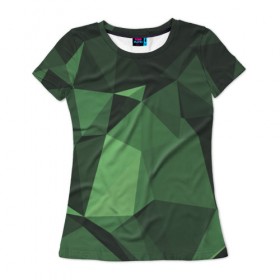 Женская футболка 3D с принтом Абстракция в Петрозаводске, 100% полиэфир ( синтетическое хлопкоподобное полотно) | прямой крой, круглый вырез горловины, длина до линии бедер | геометрия | зелёный