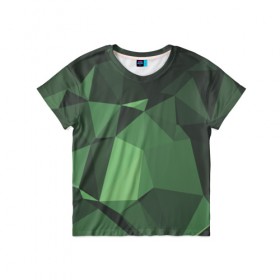 Детская футболка 3D с принтом Абстракция в Петрозаводске, 100% гипоаллергенный полиэфир | прямой крой, круглый вырез горловины, длина до линии бедер, чуть спущенное плечо, ткань немного тянется | геометрия | зелёный