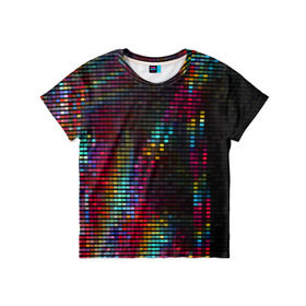 Детская футболка 3D с принтом neon-abstract в Петрозаводске, 100% гипоаллергенный полиэфир | прямой крой, круглый вырез горловины, длина до линии бедер, чуть спущенное плечо, ткань немного тянется | Тематика изображения на принте: пиксельный