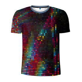 Мужская футболка 3D спортивная с принтом neon-abstract в Петрозаводске, 100% полиэстер с улучшенными характеристиками | приталенный силуэт, круглая горловина, широкие плечи, сужается к линии бедра | пиксельный