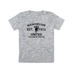 Детская футболка хлопок с принтом Manchester United - Est.1878 (Чёрный) в Петрозаводске, 100% хлопок | круглый вырез горловины, полуприлегающий силуэт, длина до линии бедер | Тематика изображения на принте: manchester united | манчестер юнайтед | футбол