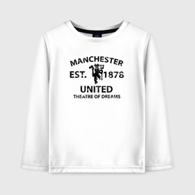 Детский лонгслив хлопок с принтом Manchester United - Est 1878 (Чёрный) в Петрозаводске, 100% хлопок | круглый вырез горловины, полуприлегающий силуэт, длина до линии бедер | manchester united | манчестер юнайтед | футбол
